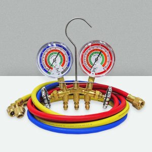 Mastercool 59161 Brass R410A, R22, R404A 2-Way Manifold Gauge Set with 3-1/8 Inch Gauges, 3-60 Inch Hoses and Standard 1/4 Inch Fittings - Imagen 3